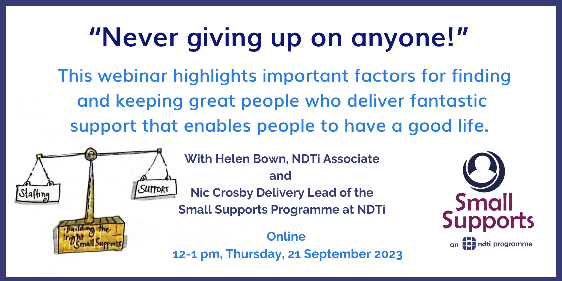 A 21 Sept webinar Never giving up on anyone