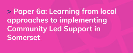 Paper 6a: Learning from local approaches to implementing Community Led Support in Somerset