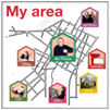 photo symbol image of a street map and houses