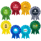 Photo symbol image of rosettes in different colours from political parties