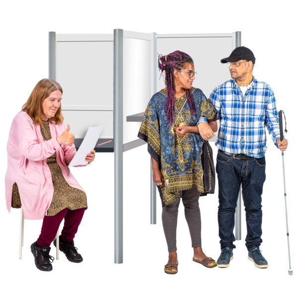 People at a polling booth.